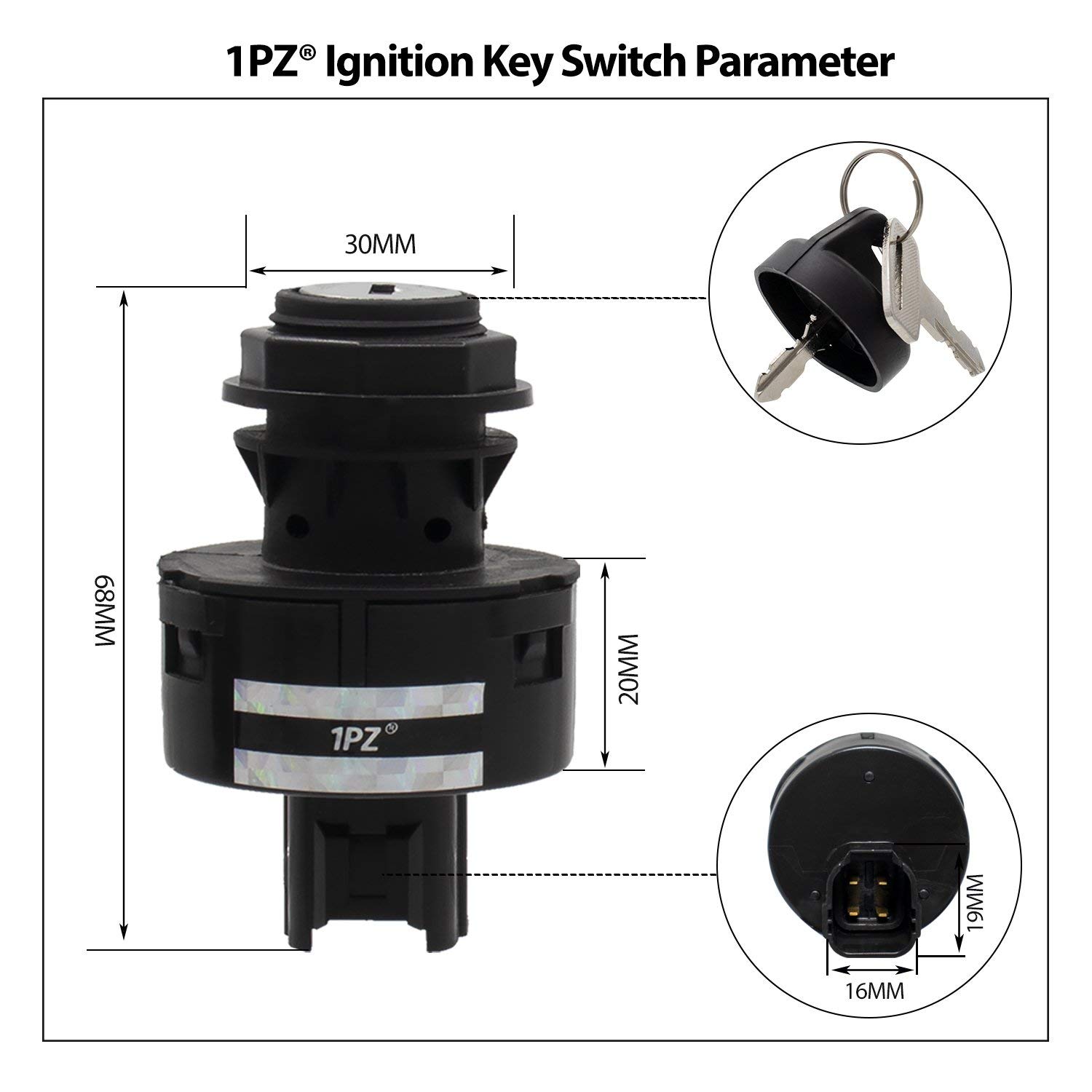 1PZ Ignition Key Switch Replacement for Yamaha Rhino 450 660 700